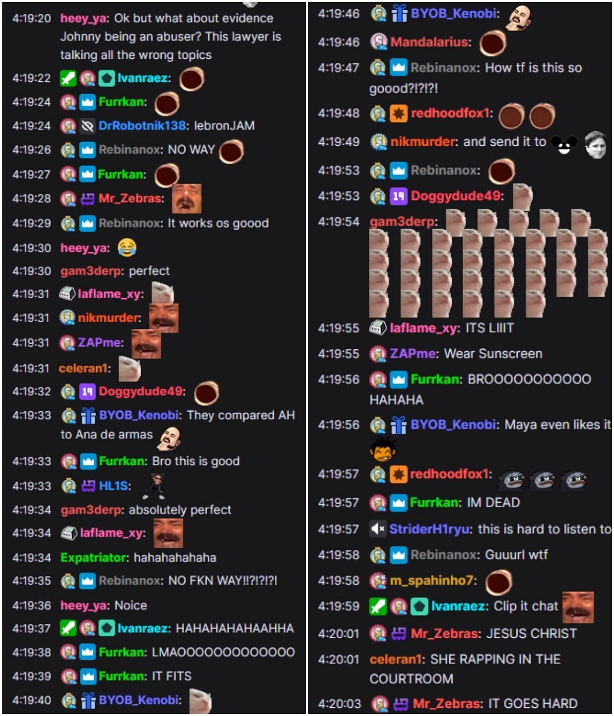 Turns out, the Twitch streamer's chat absolutely ate this beat up with the lawyer speaking (Image via Twitch)